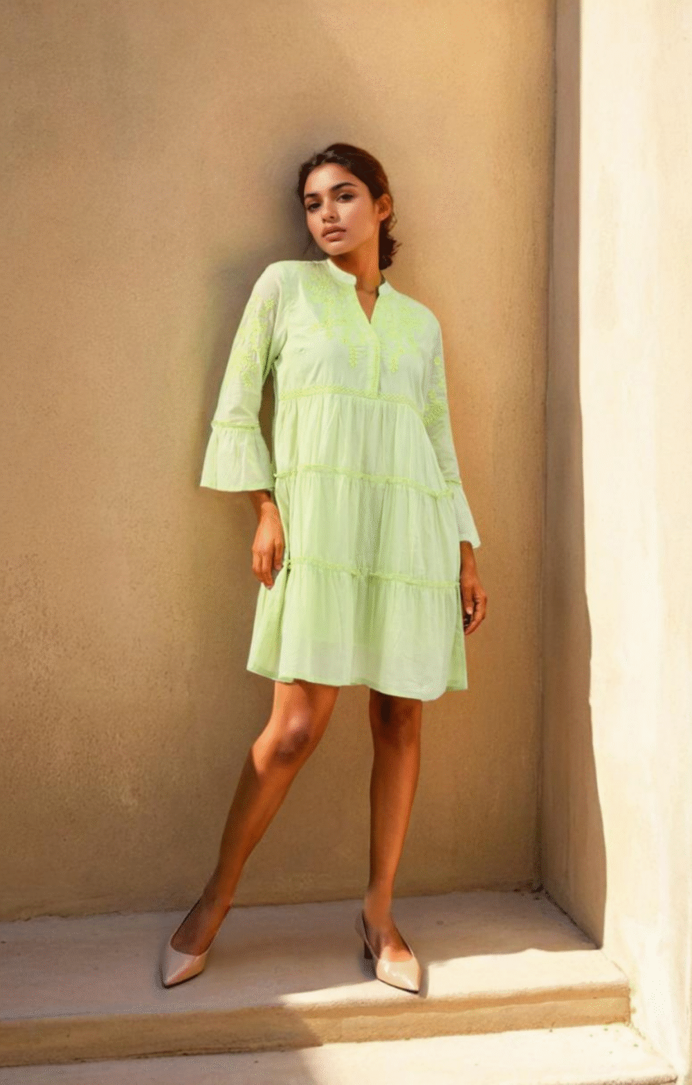 Lime Whisper Tiered Dress - Image 4