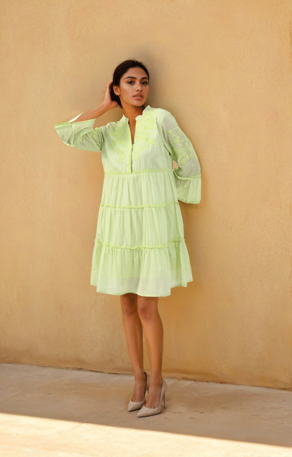 Lime Whisper Tiered Dress - Image 2