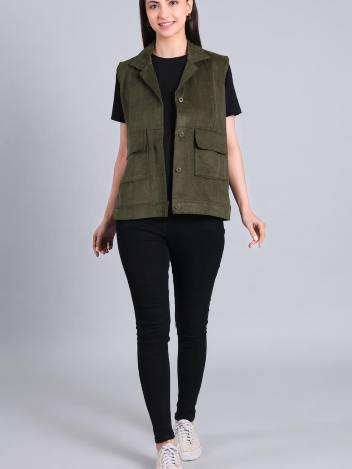 Olive Corduroy Gilet